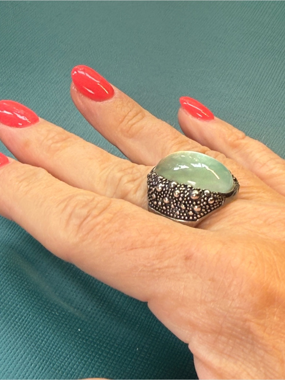 Michael Dawkins Sterling Silver 925 Mint Quartz MOP Doublet Starry Night Ring - Picture 10 of 12